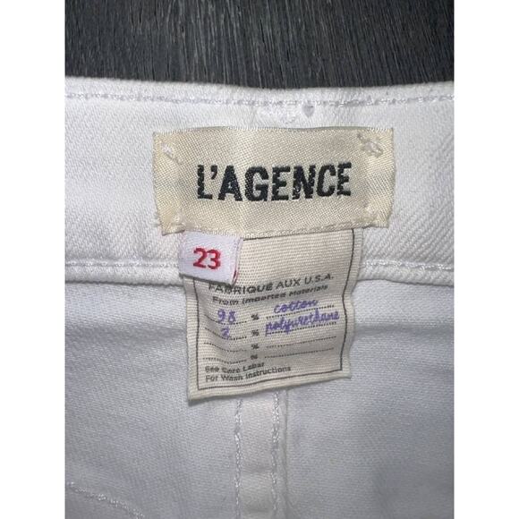 L'AGENCE High Rise Jean Shorts White Sz 23 A004713 - Picture 5 of 9